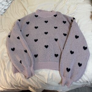 Heart Patterned Lavender Sweater